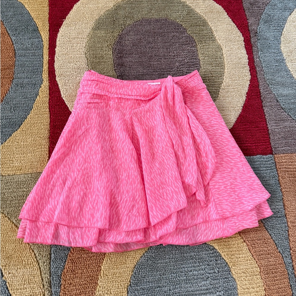 NWOT Aerie Chiffon Wrap Mini Skirt Pink Pattern Flowy Preppy Style Size Small